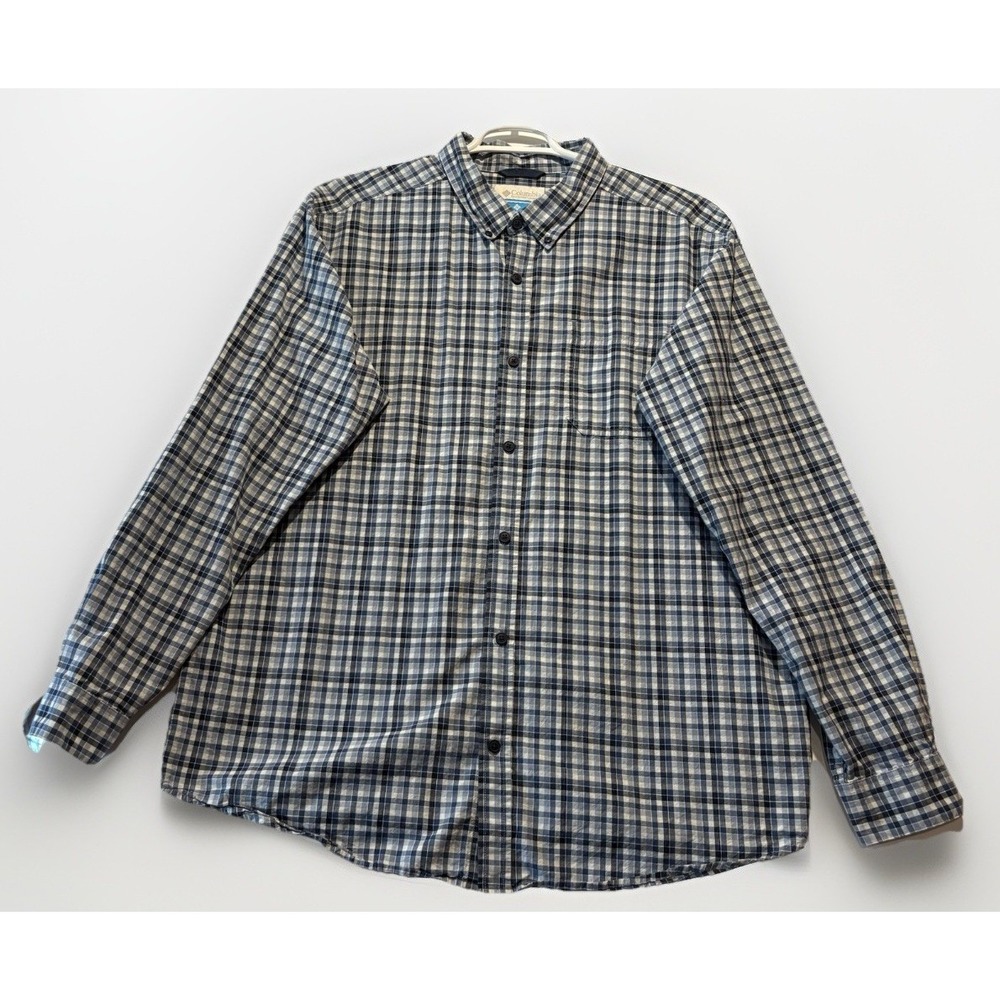 Columbia Men's Size XL Button Up Long Sleeve Classic Shirt Blue White Check